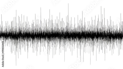 Audible Waveform Visualization: Abstract Black and White Sound Pattern.