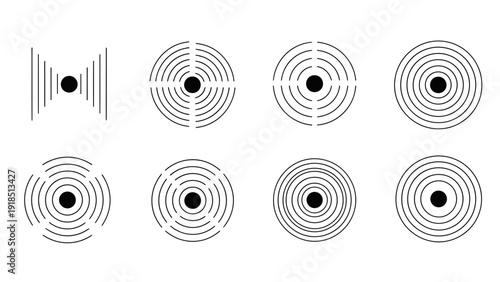 Series of concentric circle targets with central dot patterns for graphic design use.
