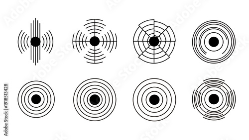 Nine Circular Target Patterns Displaying Concentric Bullseyes as Graphic Elements.