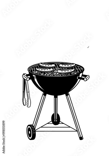 A charcoal grill stands alone on a plain white background viewed from the front