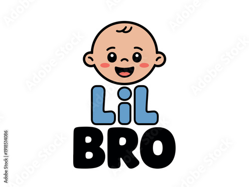 Cute cartoon baby face logo with blue and black text saying 'LiL BRO' on a pure white background.