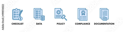 Administration banner web icon illustration concept with icon of checklist, data, policy, compliance, documentation