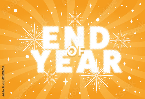 Lettering End of Year with This Vibrant, Eye-Catching Design, Vector, Illustration, Calligraphy Design, Perfect for Cards, Banners, Social Media Posts, and etc
