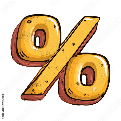 Wallpaper Mural A large cartoon percent sign with a yellow and brown color scheme on a isolated on transparent background Torontodigital.ca