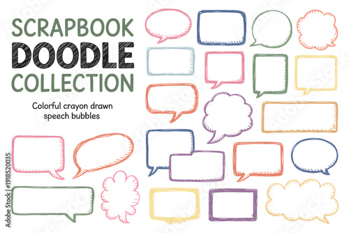 Scrapbook doodle collection featuring a variety of shapes and designs isolated on transparent background