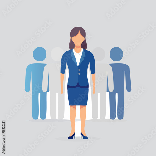 Confident Businesswoman Standing as a Leader of a Team.