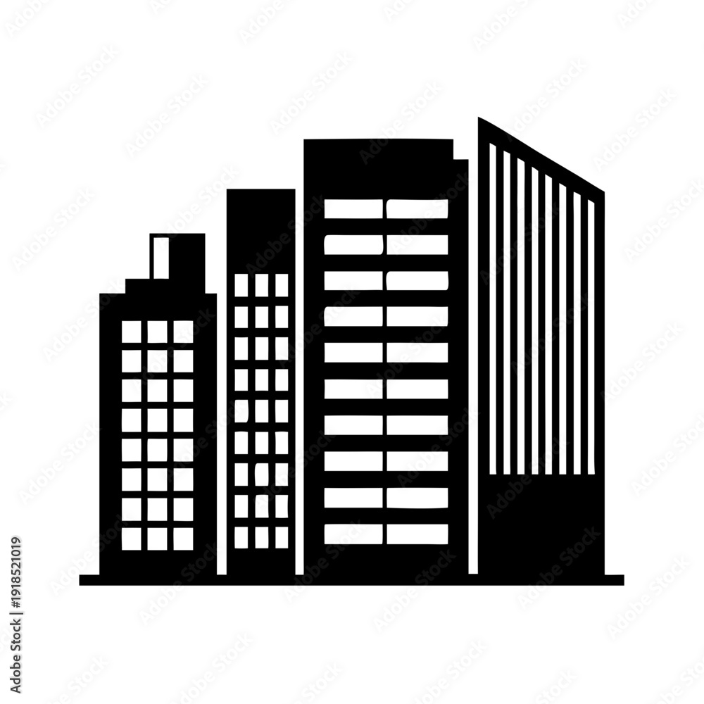 Obraz premium Modern City Skyline Silhouette Illustration.