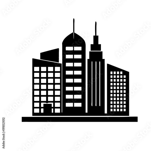Modern City Skyline Silhouette Illustration.