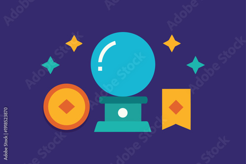 Mystical Crystal Ball and Tarot Card Icon Pack: Fortune Telling and Magic Symbols for Digital Design