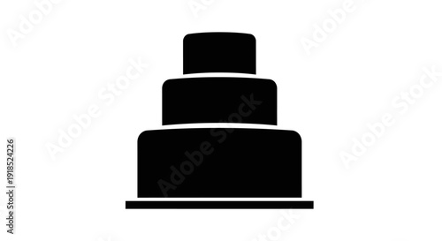 Elegant three-tiered celebration cake silhouette vector illustration, ideal for wedding invitations, birthday cards, and anniversary designs, symbolizing sweet joy and festive moments