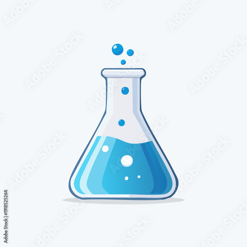 Erlenmeyer Flask with Blue Liquid - Science Experiment Illustration.