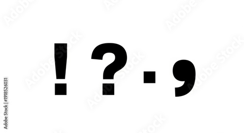 Punctuation marks on white background exclamation question mark and dot typography elements