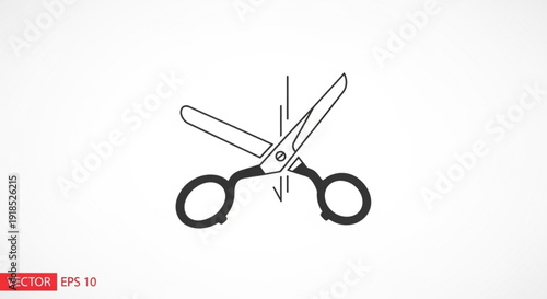 Cutting scissors vector graphic open blades isolated on white background for cutting concepts