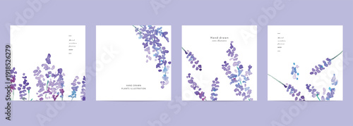 水彩画。水彩タッチの春の植物テンプレート。花と植物の装飾背景セット。
Watercolor painting. Spring botanical template with watercolor touches. Floral and botanical decorative background set.