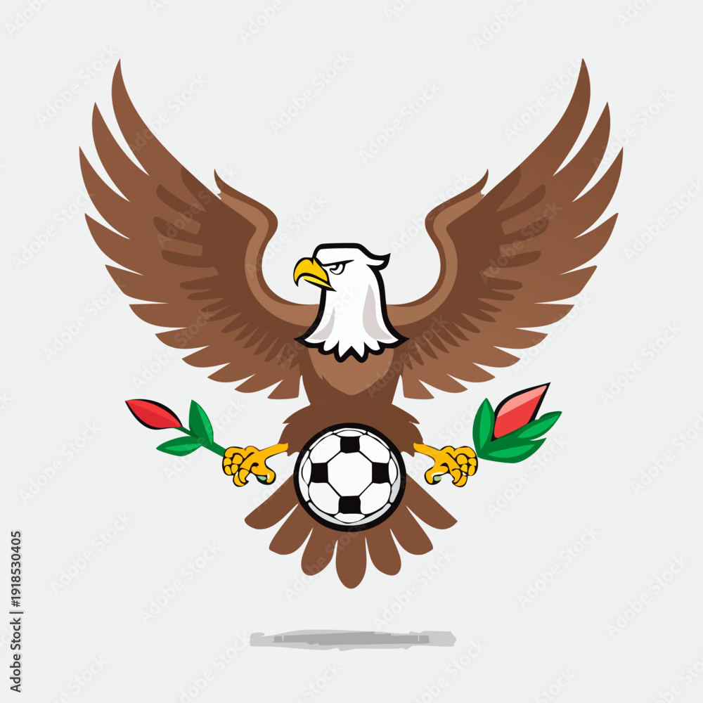Fototapeta premium Eagle Holding Soccer Ball Emblem.