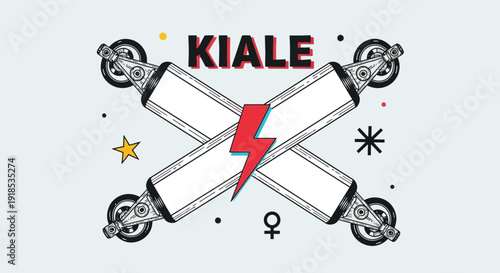 kiale electric skateboard design with lightning bolt logo