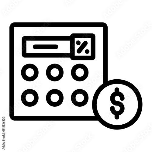 Calculator money Line Icon