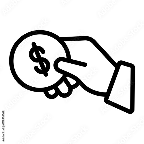 Hand holding coin Line Icon