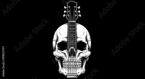 skull guitar, rock and roll, music, death, black background