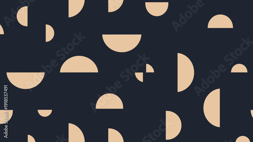 Abstract geometric pattern of beige semicircles on dark blue background