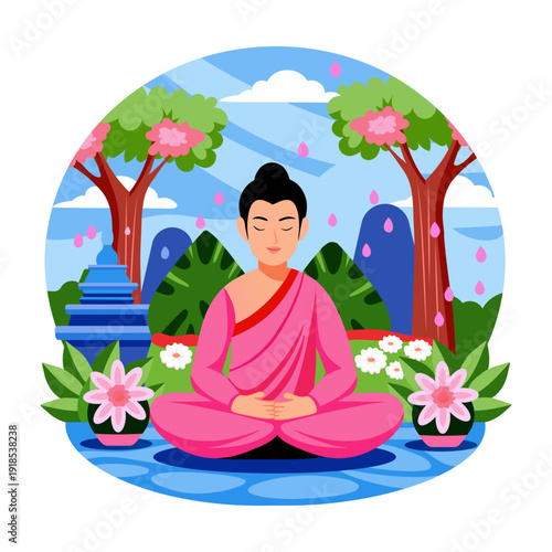 An illustration showing monastic in flat style