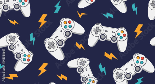 video game controllers pattern, gaming background, digital entertainment