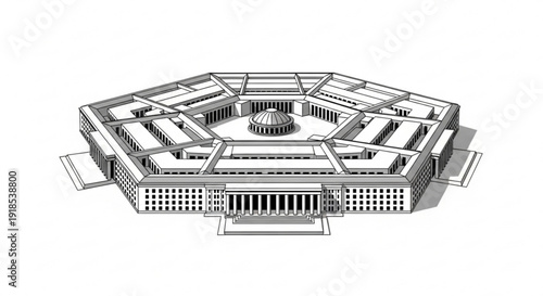 Pentagon building aerial view illustration