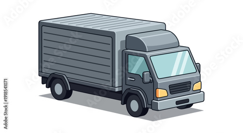 Grey delivery truck isolated on white background for transportation and logistics.