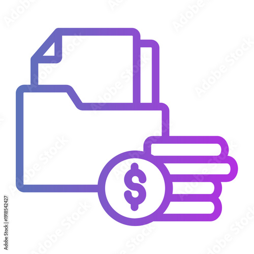 Invesment portfolio folder Line Gradient Icon