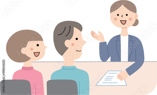 説明を聞く若い夫婦