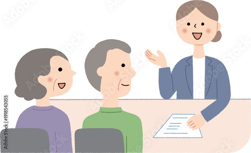 説明を聞くシニア夫婦