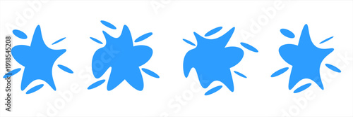 Set of different blue frame, splash puddle water vector elements