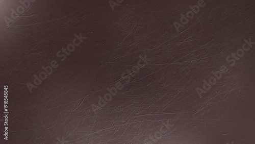 無機質な、金属や塗装されたボード・板の表面に引っかき傷や小さなクレーター・打痕などの凹凸のある傷や跡があるイメージのグランジ系の画像素材　背景・テクスチャー　16:9・8K UHDサイズ（7680 x 4320）ダークブラウン・こげ茶色・チョコレート・赤みがかった茶色
