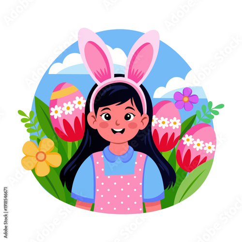 Flat illustration depicting bunny ears