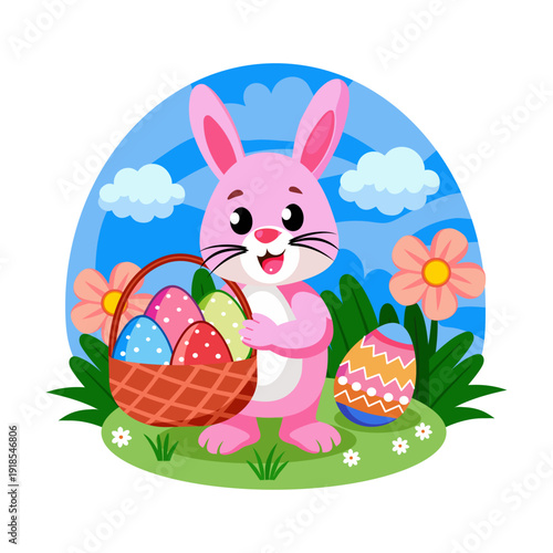 A flat style illustration of egg bucket