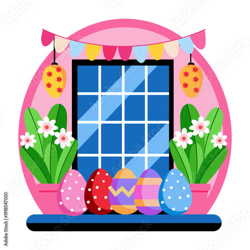 A flat style illustration of paschal eggs