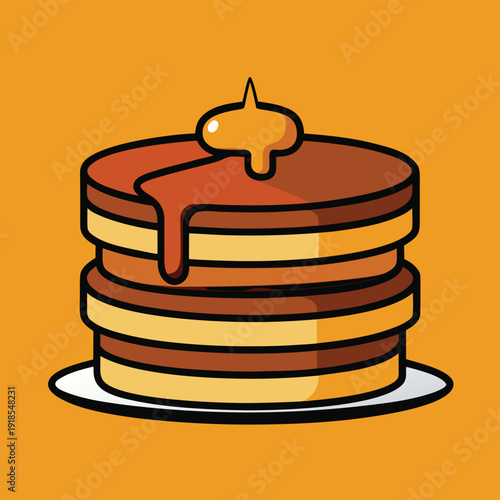 Golden brown pancakes generously drizzled with sweet syrup, a mouthwatering visual for food and beverage concepts.
