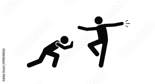 Stick figures engaged in a dramatic self-defense confrontation or martial arts competition scene