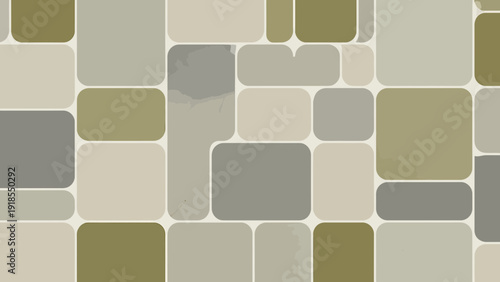 Rounded Rectangular Mosaic Pattern - Neutral Tones