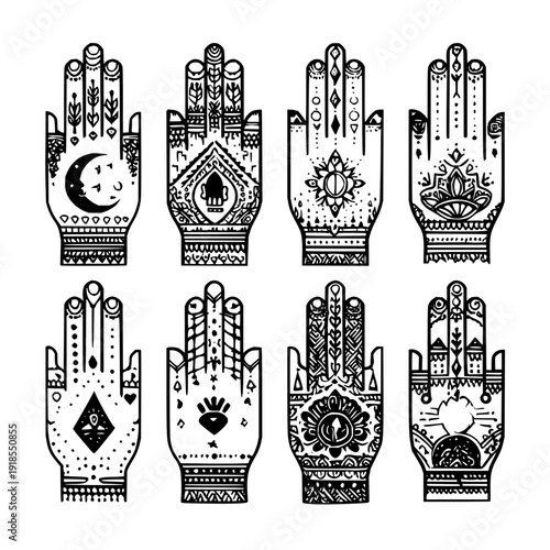 Decorative Palms with Astrological Symbols