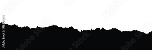 Black Torn Paper Edge Border Background. Abstract black torn paper edge isolated on white background, ideal for grunge designs, banners, headers, and creative frame layouts.

