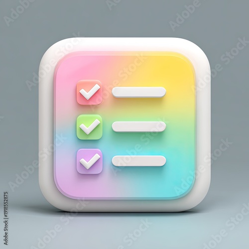Pastel checklist icon with checkmarks and lines on a gradient