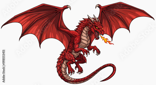 Red Dragon Breathing Fire