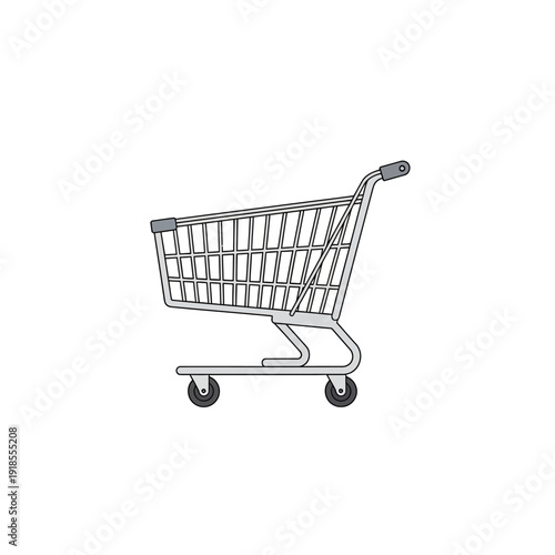 Empty Shopping Cart Icon on White Background