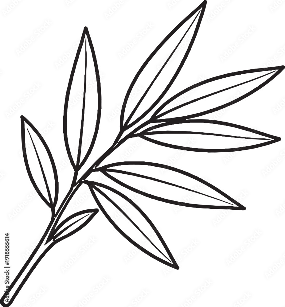 Obraz premium Taro leaf line art botanical illustration elephant ear leaf black and white