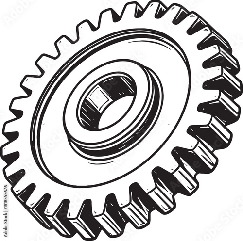 Spur Gear Line Art Illustration