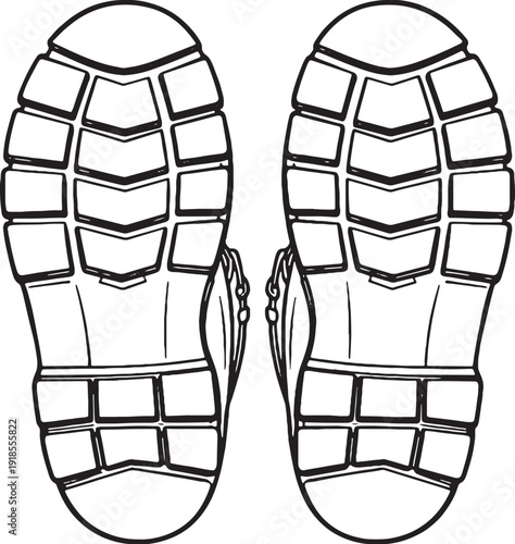 Fotografía Safety Work Boots Line Art Bottom View