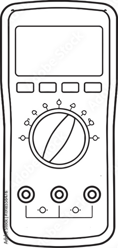Digital Multimeter Line Art Icon Black White