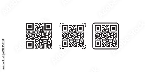 Vector illustration of QR codes and barcodes on a digital screen representing international business technology