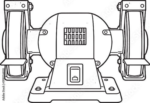 Bench Grinder Line Art Rear View
